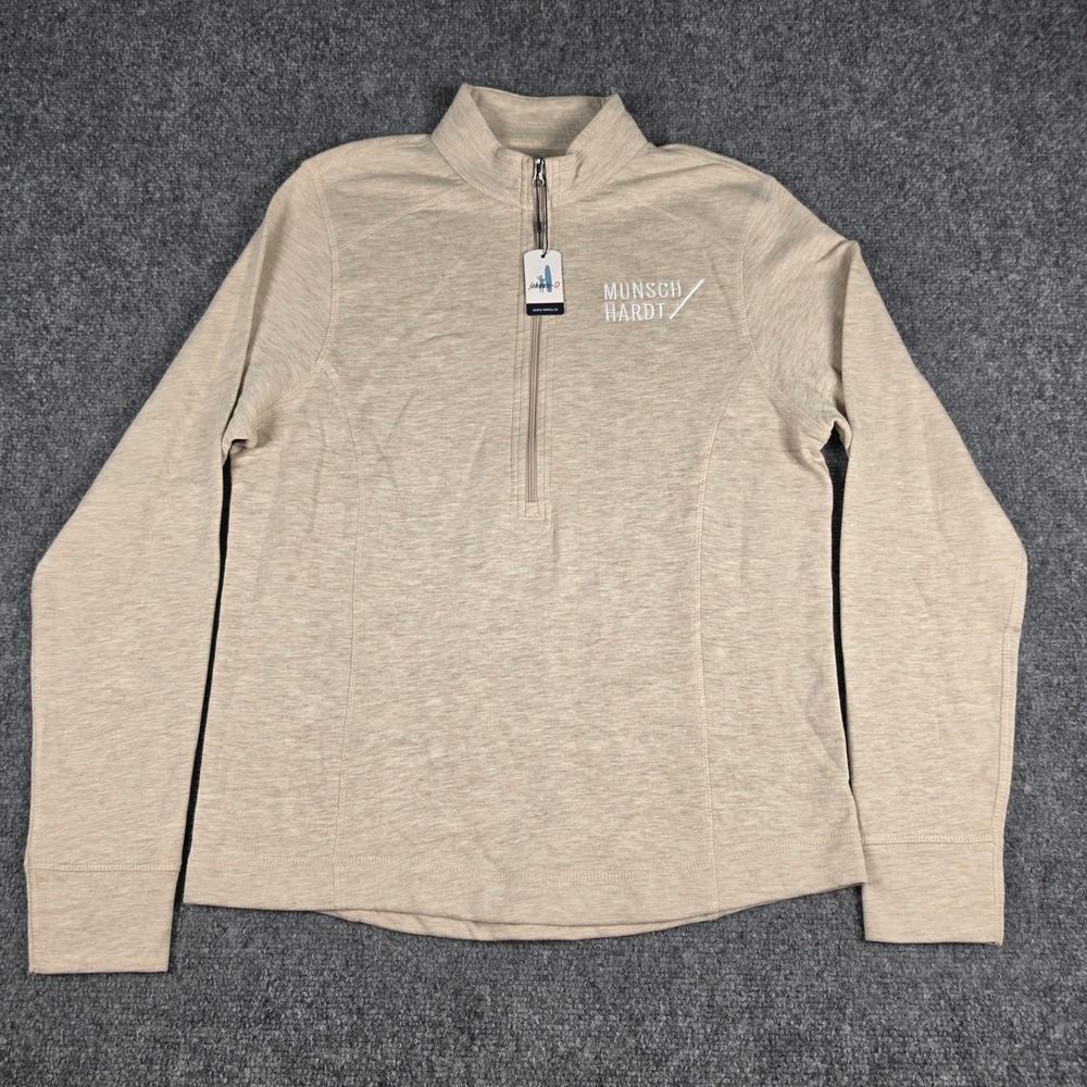 Johnnie-O Kennedy Pullover Women M Oatmeal Quarter Zip w/Logo NWT